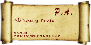Páskuly Arvid névjegykártya